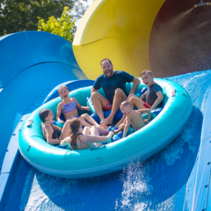 A family on Mammoth Water Coaster