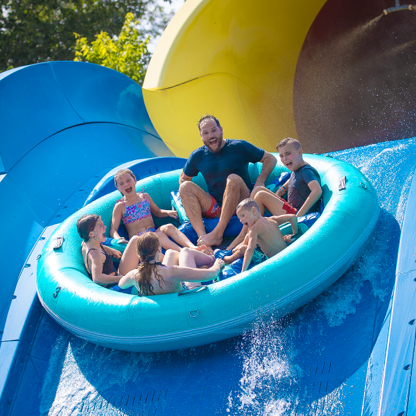 A family on Mammoth Water Coaster
