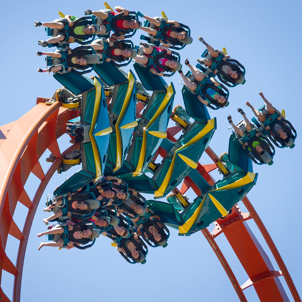 Thunderbird Wing Coaster upside down at Holiday World & Splashin' Safari in Santa Claus, Indiana.